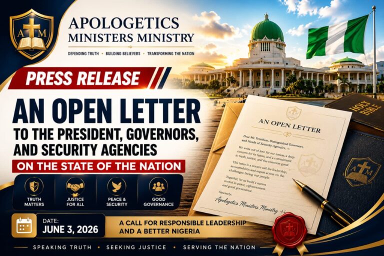 OPEN MESSAGE TO THE PRESIDENT, GOVERNORS, SECURITY AGENCIES, AND ALL GOVERNMENT AUTHORITIES IN NIGERIA